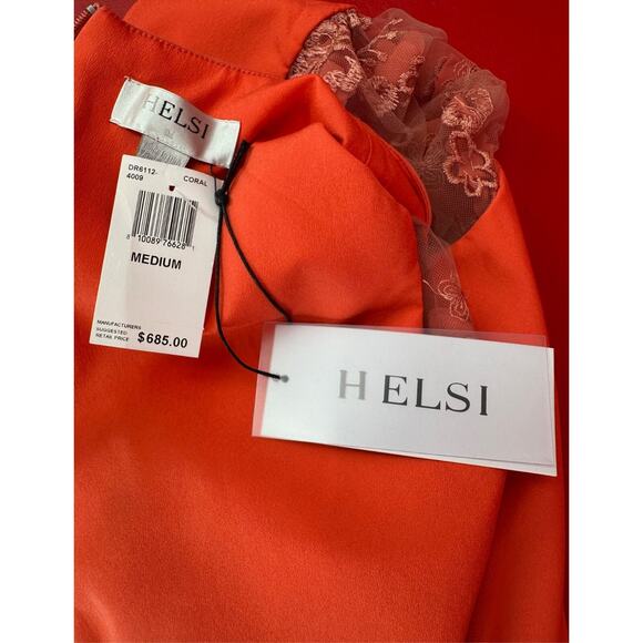 Anthropologie Helsi Blair V Neck Dimensional Coral Floral Gown Maxi Dress M NWT - Picture 11 of 16